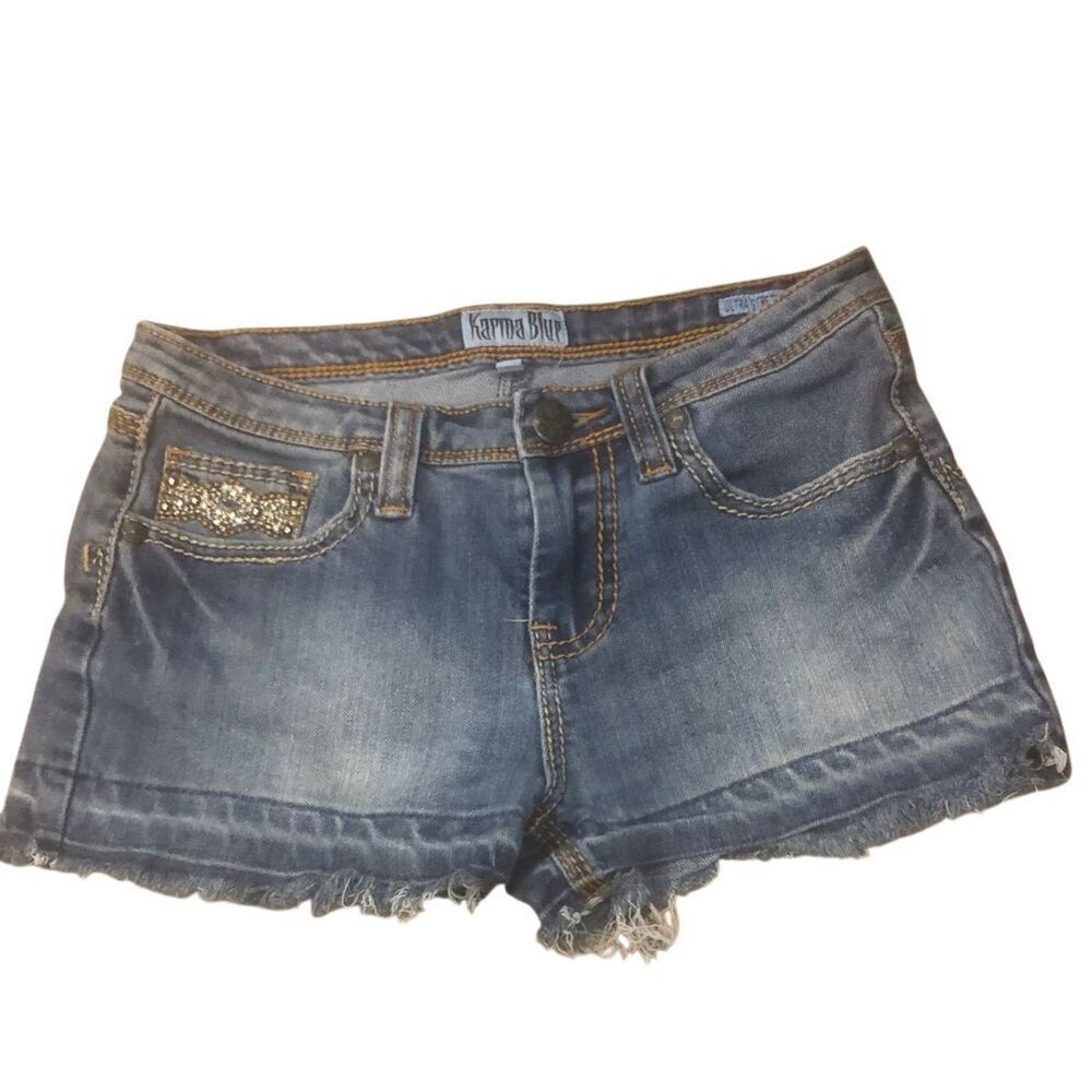 Karma Blue girls denim light bling shorts size 12